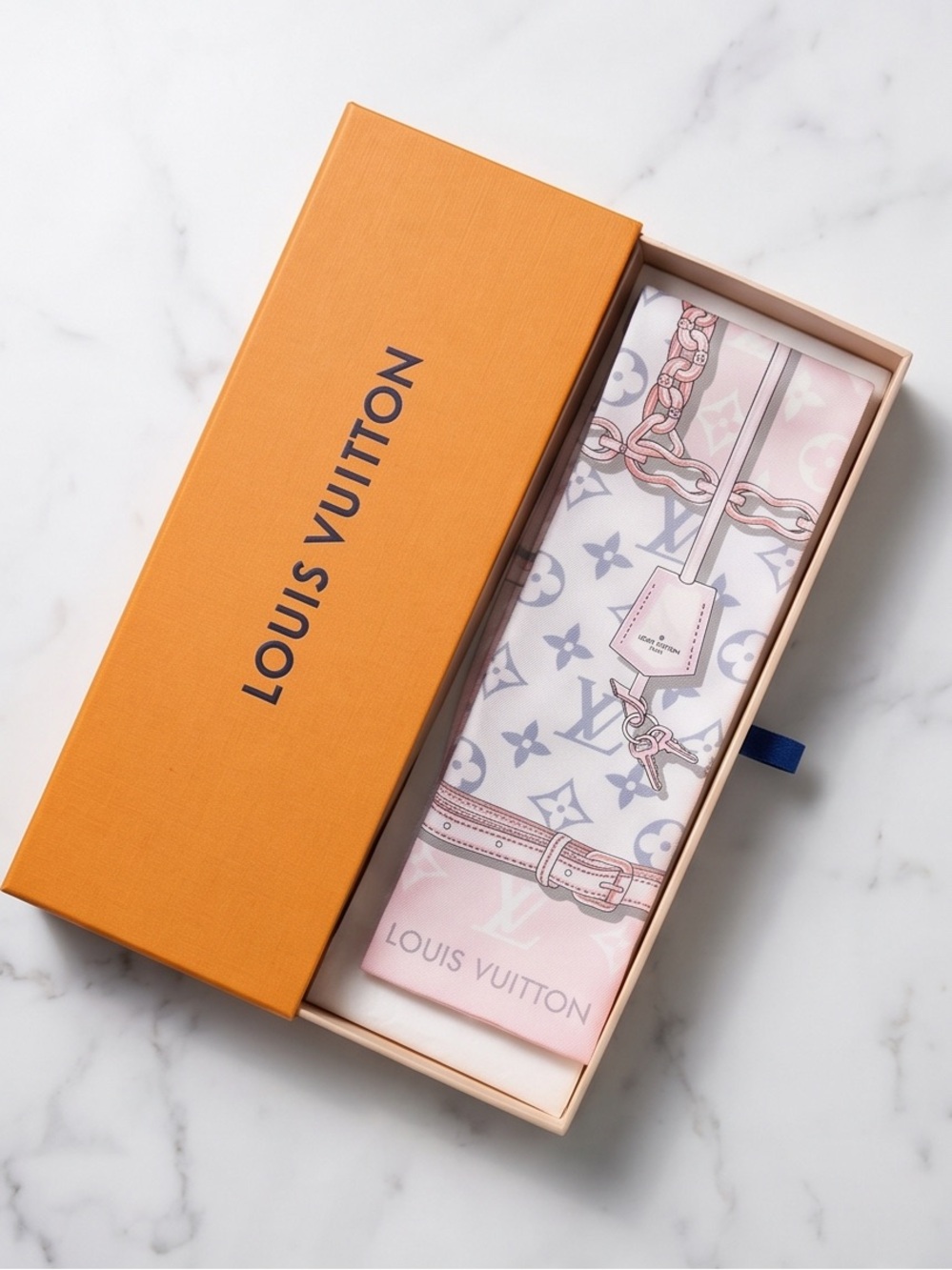 Louis Vuitton Pink & White Monogram Silk Scarf/Bandeau